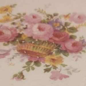 Vintage China Serving Platter Gold Edge Floral Decor